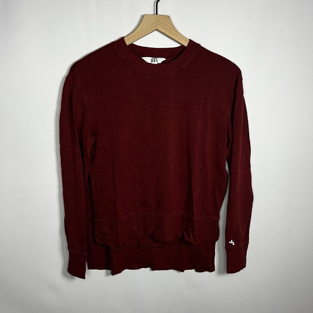 JoyLab‎ Sweater Women Size XS Maroon Red Crewneck Pullover Sweatshirt Side Slit